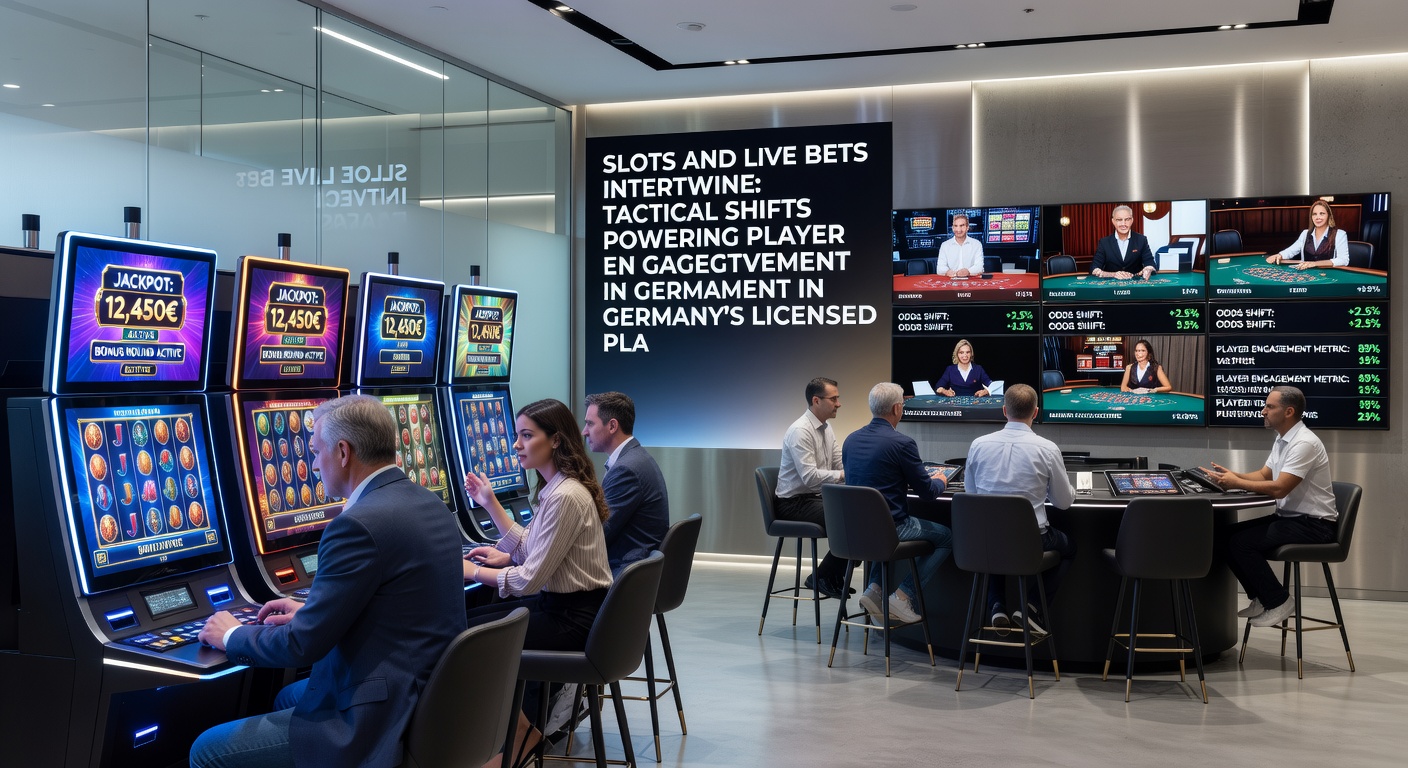 Visuelle Integration von Slot-Rollen mit Live-Wettschnittstelle, darstellend Quoten-Updates und Jackpot-Anzeigen während eines laufenden Sports, typisch für taktische Features auf deutschen Plattformen